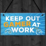 Keep Out Gamer At Work Man Cave Door Plaque Dad Brother Gifts