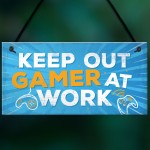 Keep Out Gamer At Work Man Cave Door Plaque Dad Brother Gifts