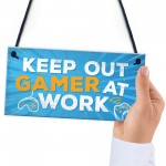Keep Out Gamer At Work Man Cave Door Plaque Dad Brother Gifts