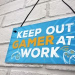 Keep Out Gamer At Work Man Cave Door Plaque Dad Brother Gifts