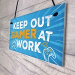 Keep Out Gamer At Work Man Cave Door Plaque Dad Brother Gifts