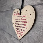 1st Wedding Anniversary Gift Wood Heart Mr And Mrs Wedding Gift