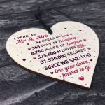 1st Wedding Anniversary Gift Wood Heart Mr And Mrs Wedding Gift