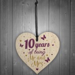 10 Year Anniversary Gift Wood Heart Sign Mr And Mrs 10th Plaque