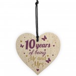 10 Year Anniversary Gift Wood Heart Sign Mr And Mrs 10th Plaque
