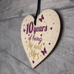 10 Year Anniversary Gift Wood Heart Sign Mr And Mrs 10th Plaque