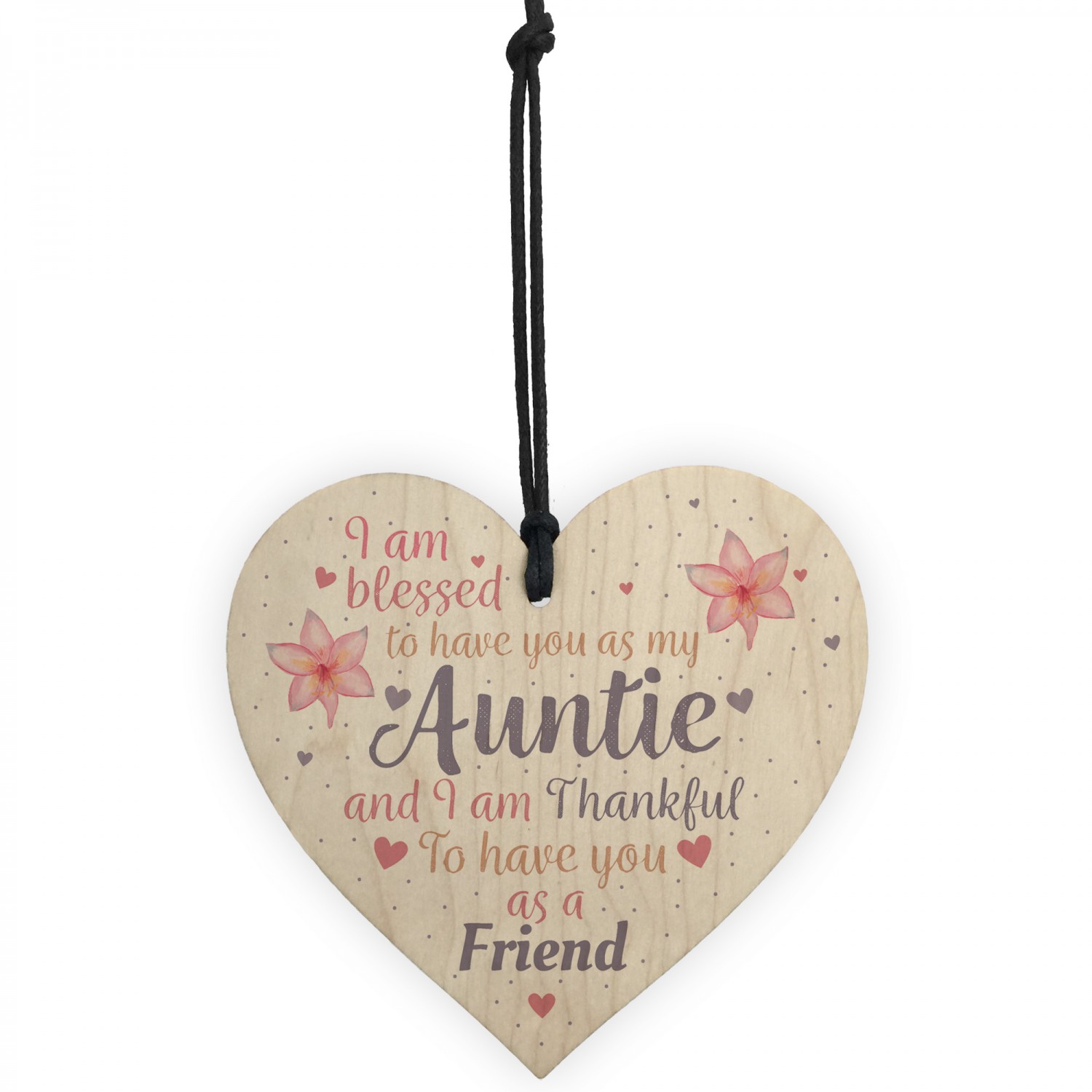 Handmade Auntie Gift Wooden Heart Plaque Keepsake Mothers Day