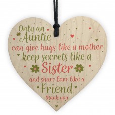 Special Auntie Sister Gift Handmade Wood Heart Birthday Plaque