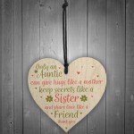 Special Auntie Sister Gift Handmade Wood Heart Birthday Plaque