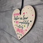 Birthday Sister In Law Gift Plaque Handmade Wooden Heart Sign 