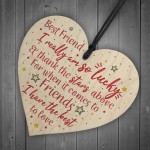 Handmade Best Friend Sign Friendship Plaque Wooden Heart Gift