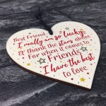 Handmade Best Friend Sign Friendship Plaque Wooden Heart Gift