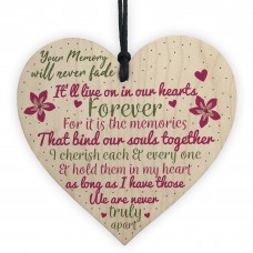Wooden Heart Keepsake Memorial Plaques For Mum Dad Nan Grandad