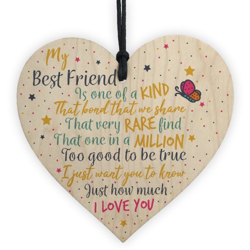 Friendship Gift Best Special Friend Wood Heart Sign Birthday