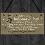 5th Wood Anniversary Card Plaque Five Year Anniversary Gift 