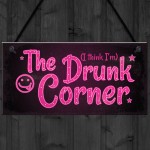 The Drunk Corner Shabby Chic Plaque Beer Vodka Home Bar Sign