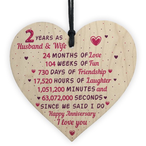 2nd Wedding Anniversary Gift Wooden Heart Cotton Wedding Gift