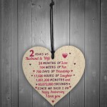 2nd Wedding Anniversary Gift Wooden Heart Cotton Wedding Gift