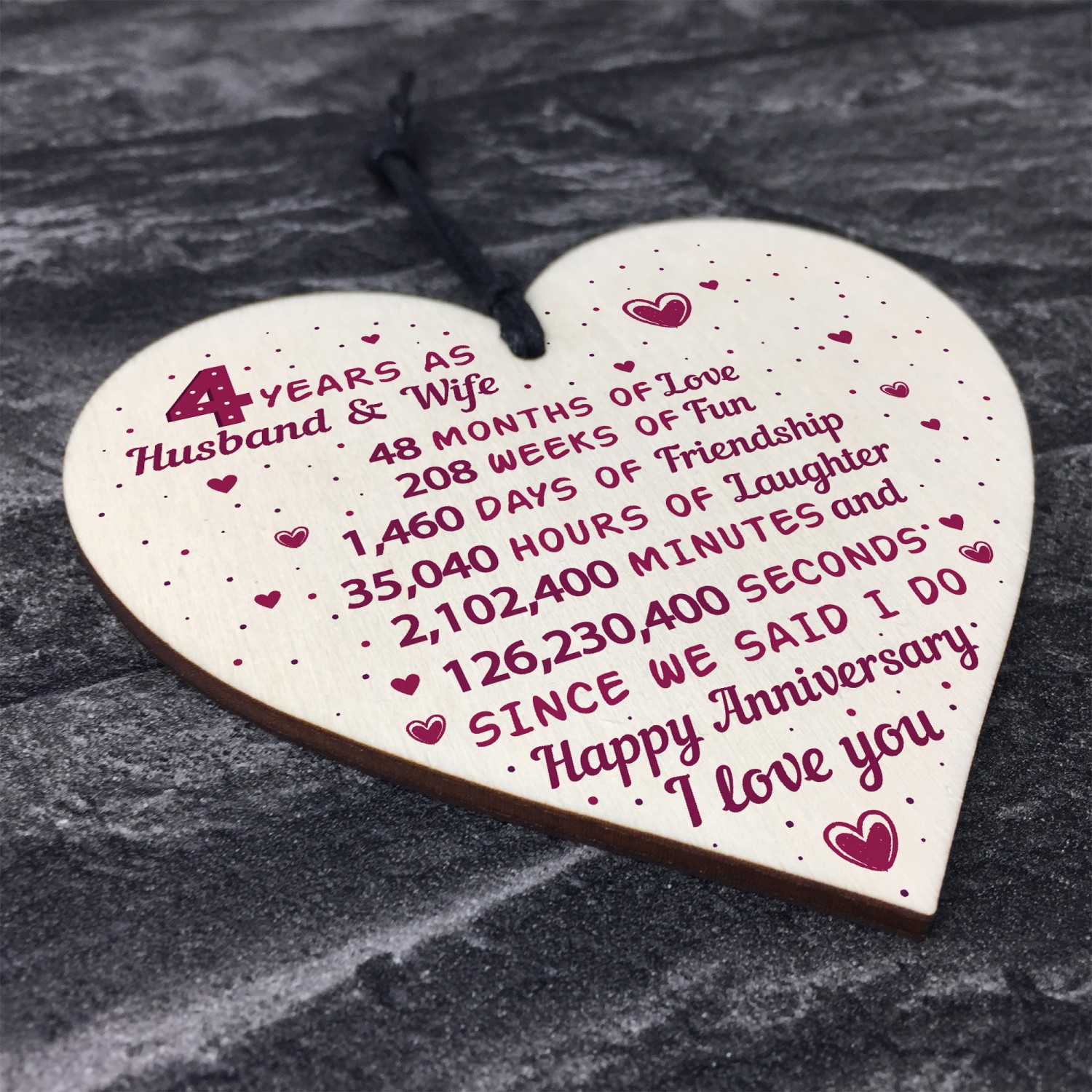  4th  Wedding  Anniversary  Gift  Heart Linen Fourth  Wedding  Gifts 