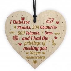 Happy Anniversary Gift Handmade Wooden Heart Plaque Gift For Her