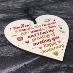 Happy Anniversary Gift Handmade Wooden Heart Plaque Gift For Her