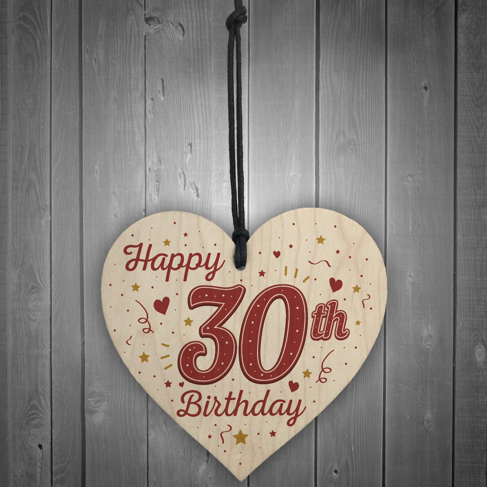 Happy 30th Birthday Handmade Wooden Heart Keepsake Gift Props