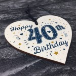 Happy 40th Birthday Handmade Wooden Heart Friendship Gift 