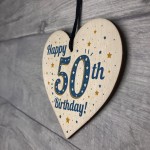 Handmade 50th Birthday Keepsake Wooden Heart Friendship Gift