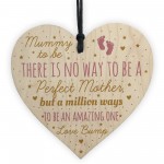 Mummy Mum To Be Present Baby Shower Wood Heart Plaque