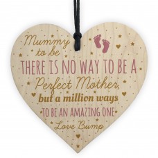 Mummy Mum To Be Present Baby Shower Wood Heart Plaque