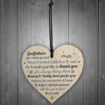 Godparents Wood Heart Godmother Godfathe Gift Christening Card