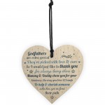 Godparents Wood Heart Godmother Godfathe Gift Christening Card