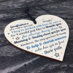 Godparents Wood Heart Godmother Godfathe Gift Christening Card