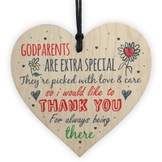 Godparent Godmother Godfather Gift Handmade Wooden Heart Plaque 