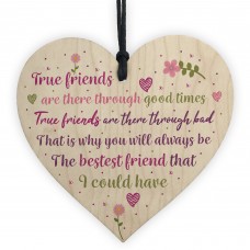 Best Friend Friendship Sign Wood Heart Plaque Birthday Gift