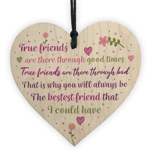 Best Friend Friendship Sign Wood Heart Plaque Birthday Gift
