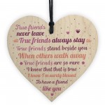 True Friends Best Friend Friendship Sign Wooden Heart Plaque
