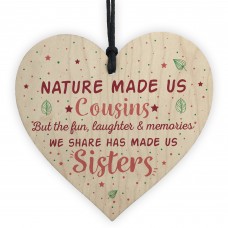 Cousins Sister Gifts Wooden Heart Plaque Family Friendship Gift