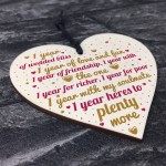 1st Wedding Anniversary 1 Year Gift Wooden Heart First Wedding