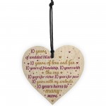 10th Wedding Anniversary 10 Year Gift Wooden Heart First Wedding