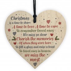 Christmas Tree Decoration Memorial Wooden Heart Plaque Gifts