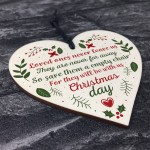 In Memory Memorial Christmas Tree Decoration Wood Heart Sign