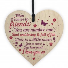 Friendship Wood Heart Plaque Gift Best Friend Thank You Keepsake