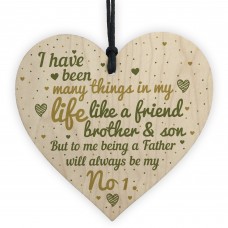 Dad Daddy Father Son Friendship Gift Wooden Heart Chic Plaque