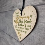 Dad Daddy Father Son Friendship Gift Wooden Heart Chic Plaque