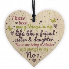 Mum Mother Sister Friendship Gift Wooden Heart Sign Chic Plaque
