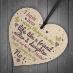 Mum Mother Sister Friendship Gift Wooden Heart Sign Chic Plaque