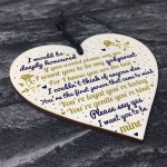 Godparent Wooden Heart Sign Keepsake Thank You Gift Christening