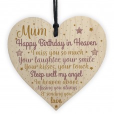 MUM Birthday Memorial Plaque Wood Heart Sign Grave Tribute Gift