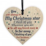 Christmas Memorial Tree Decoration Wooden Heart Sign Family